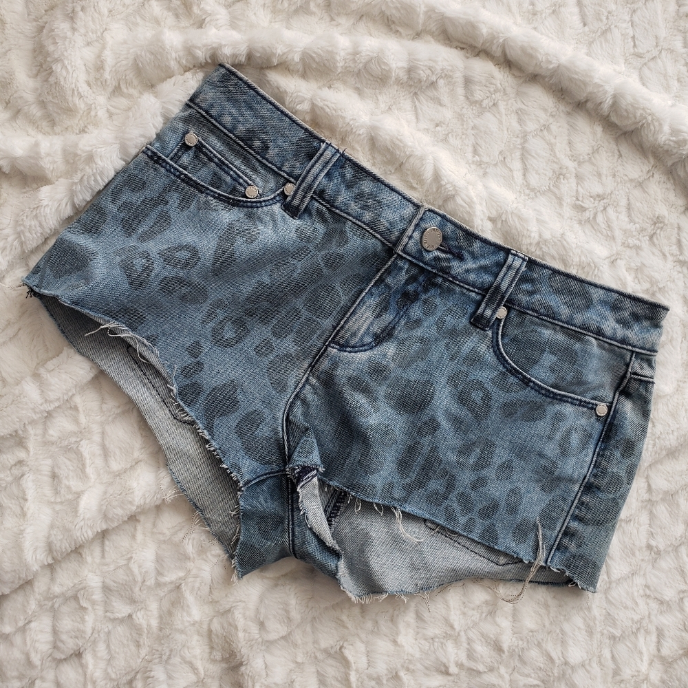 Insight Blue Leopard Print Short Shorts